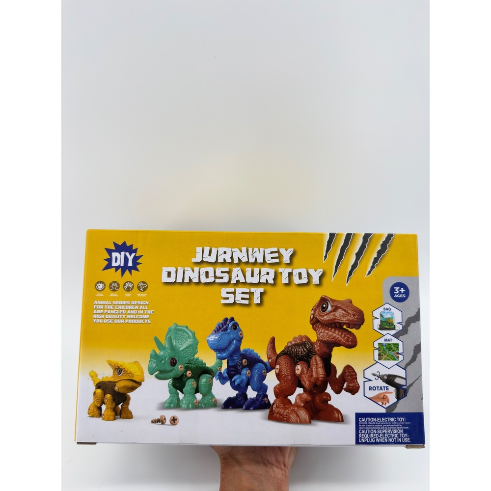 Jurnwey DIY Take Apart Dinosaur Toy Set with Electric Drill Play Mat and Bag
